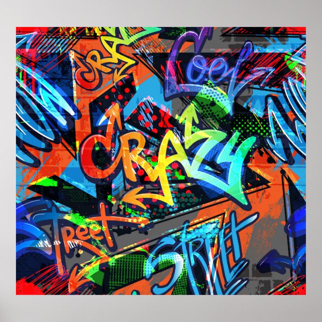 Bright graffiti, urban graphic design. poster (Front)