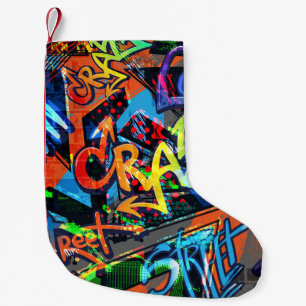 Bright graffiti, urban graphic design. small christmas stocking