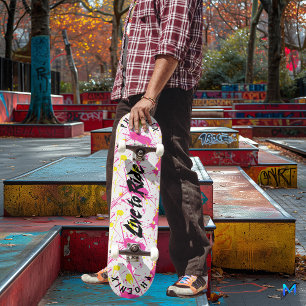 Bright Graffiti with Black 'Live to Ride' Motto Skateboard