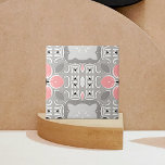 Bright Gray And Pink Intricate Elegant Ornate  Tile<br><div class="desc">Beautiful decorative tile design featuring pink,  white and black ornaments on a bright gray background.</div>