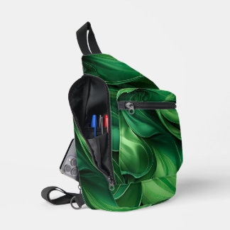 BRIGHT GREEN ABSTRACT SWIRLS SLING BAG