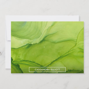 Bright Green Alcohol Ink Liquid Abstract Thank You Card