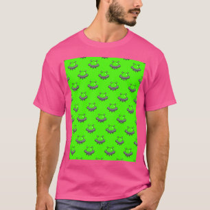 Bright Green Alien Ufo Pattern T-Shirt