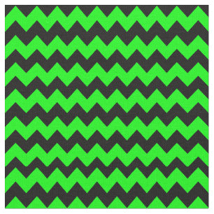 Bright Green and Black Chevron Pattern Fabric