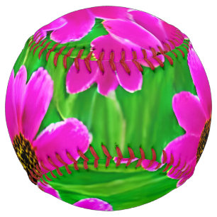 Bright Green and Pink Flower Pattern Softball