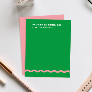Bright Green and Pink Wavy Frame Personal Thank You Card