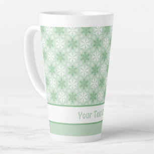 Bright Green and Winter White Snowflake Pattern Latte Mug
