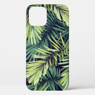 Bright green background with tropical plants. Seam iPhone 12 Case