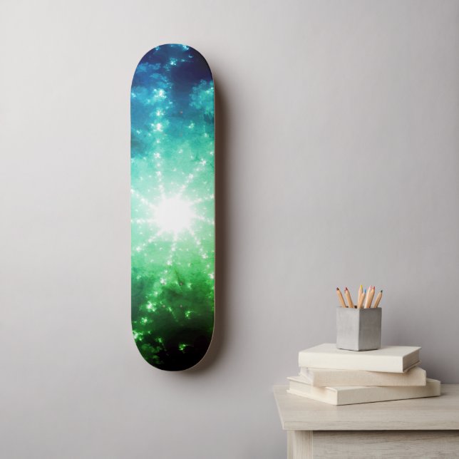Bright Green Blue Light at End of the Tunnel  Skateboard (Wall Art)