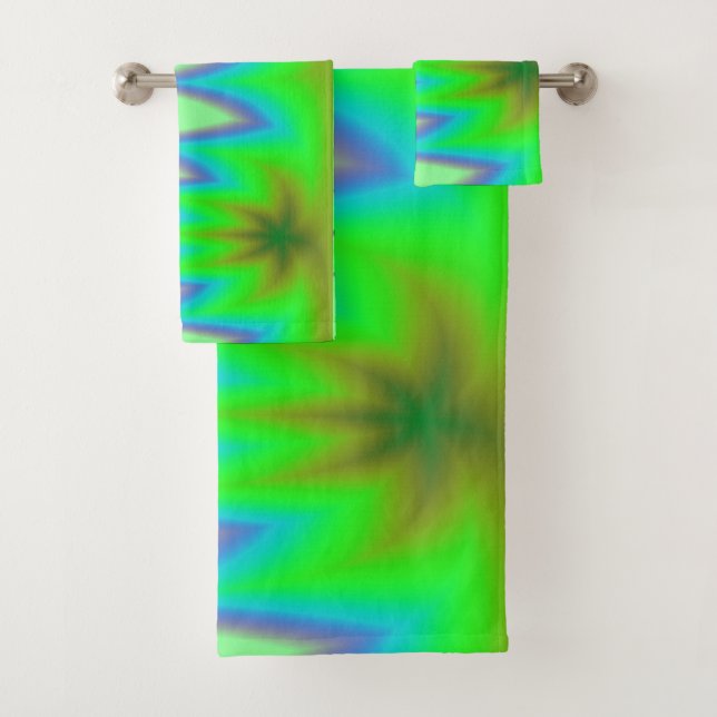 Bright Green Blue Peak Bath Towel Set (Insitu)