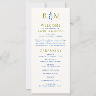 Bright Green Blue Simple Monogram Program
