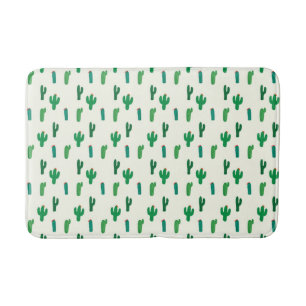 Bright Green Cactus Pattern Bath Mat
