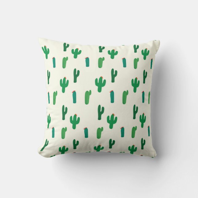 Bright Green Cactus Pattern Cushion (Front)