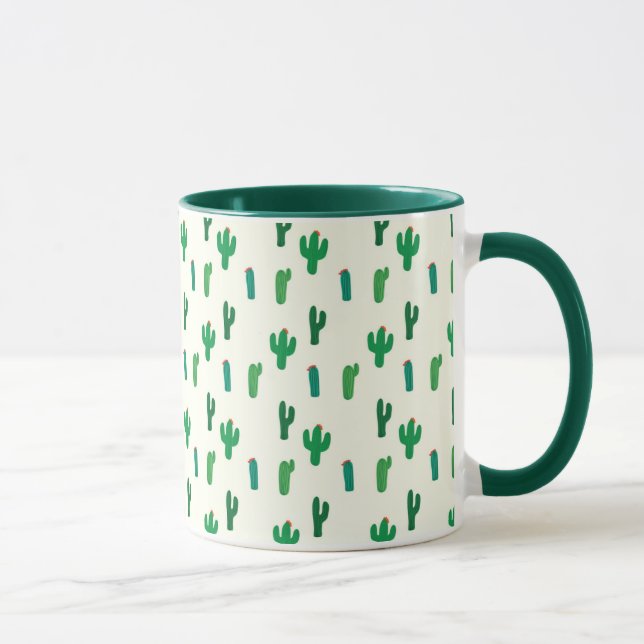 Bright Green Cactus Pattern Mug (Right)