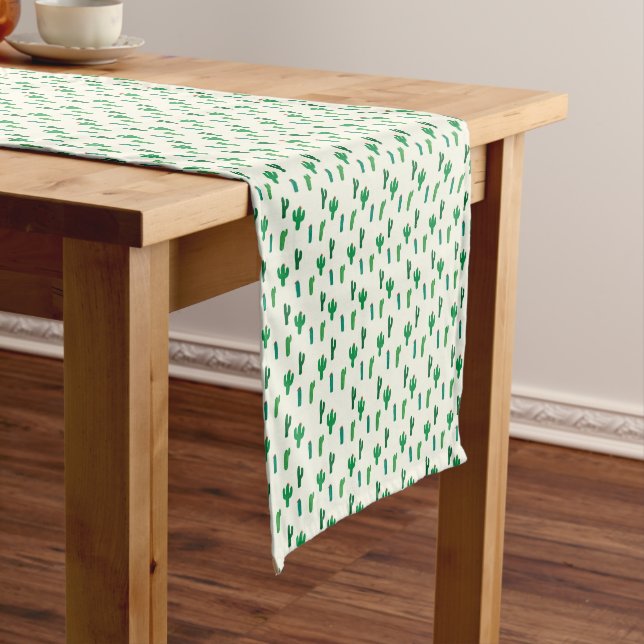 Bright Green Cactus Pattern Short Table Runner (In Situ)