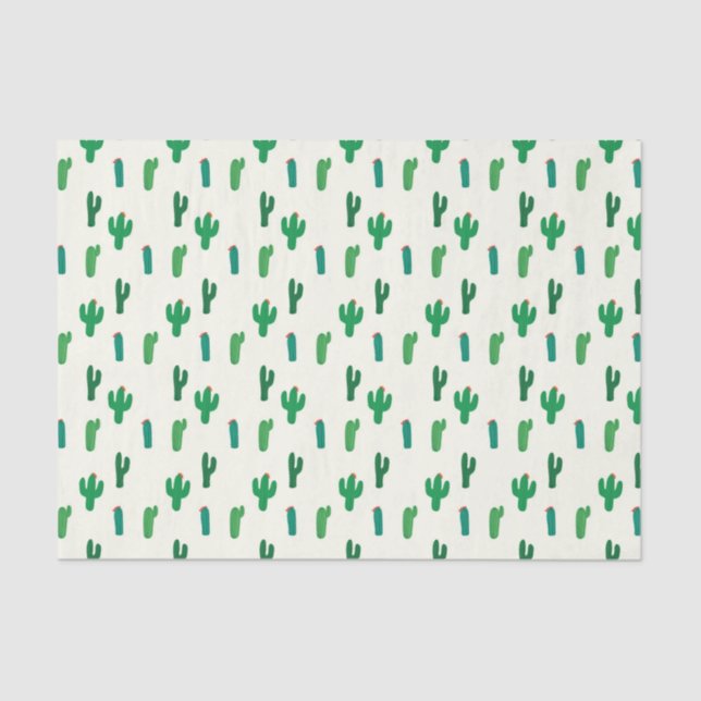 Bright Green Cactus Pattern Tissue Paper (Front)