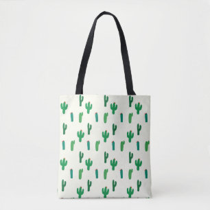 Bright Green Cactus Pattern Tote Bag
