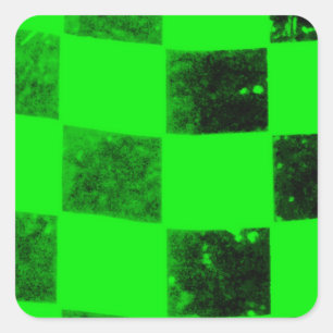 Bright Green Chequered Flag Square Sticker