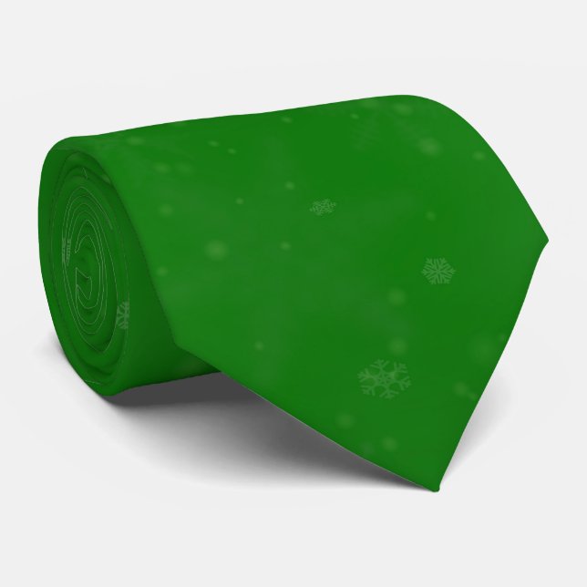 Bright Green Christmas Snowflakes Tie (Rolled)