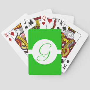 Bright Green Circle Monogram Playing Cards