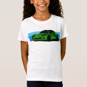 Bright Green Corvette C6 with Blue Stripes T-Shirt