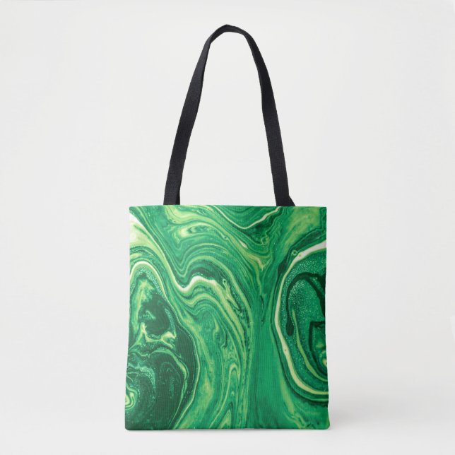 Bright Green Creative Mixed Textile Design. Grunge Tote Bag (Front)