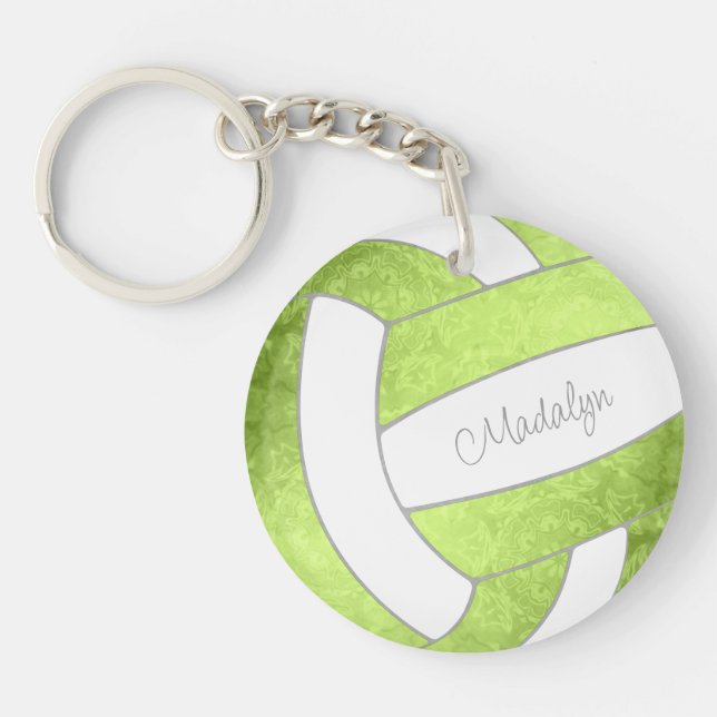 bright green custom girls name volleyball key ring (Front)