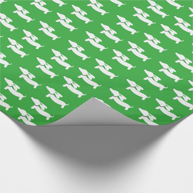 Bright Green Dachshund Wiener Dog Gift Wrap Paper (Corner)
