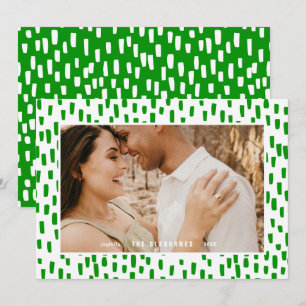Bright Green Dashing Photo Frame Holiday Card