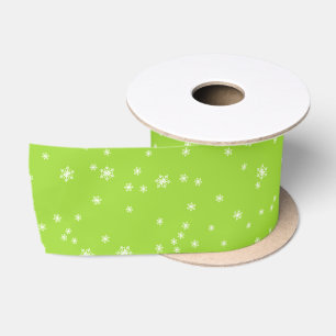 Bright Green Elegant Winter Snowflakes Satin Ribbon