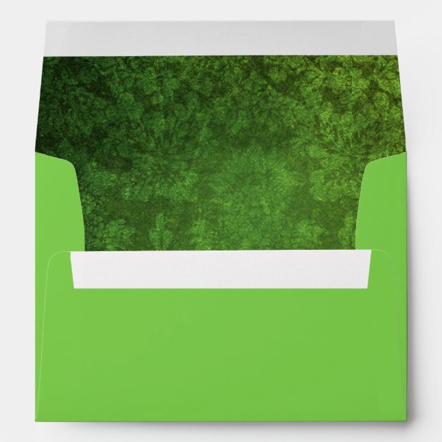 Bright Green Envelope w/ Green/Black Damask Inside (Back (Bottom))