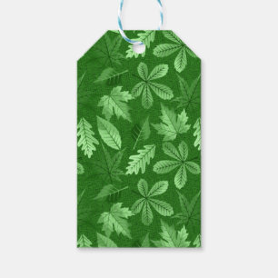 BRIGHT GREEN FALL AUTUMN LEAVES GIFT TAGS
