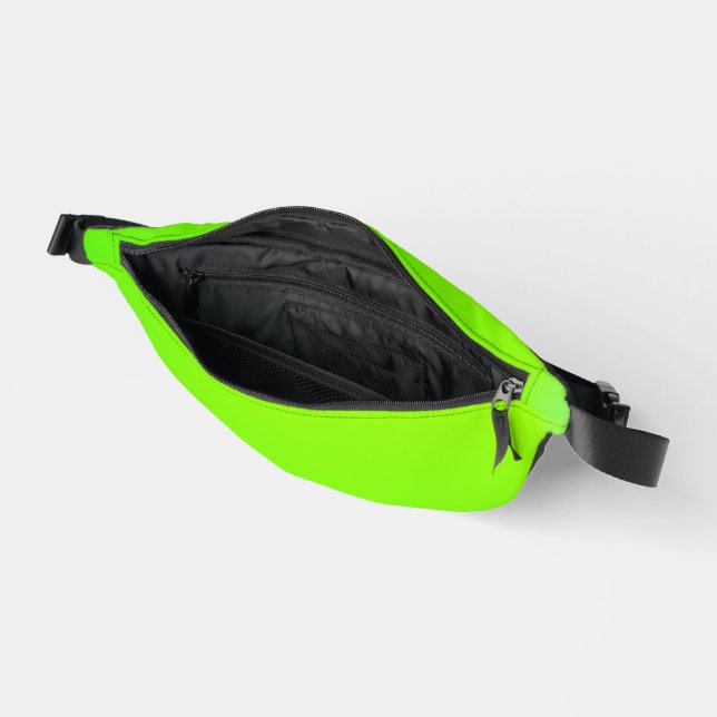 Bright green fanny pack with a central black  (Open)