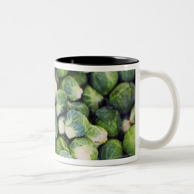 Bright Green Fresh Brussels Sprouts Two-Tone Coffee Mug (Right)