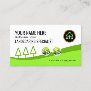 Bright Green Garden Landscape Layers Business Card