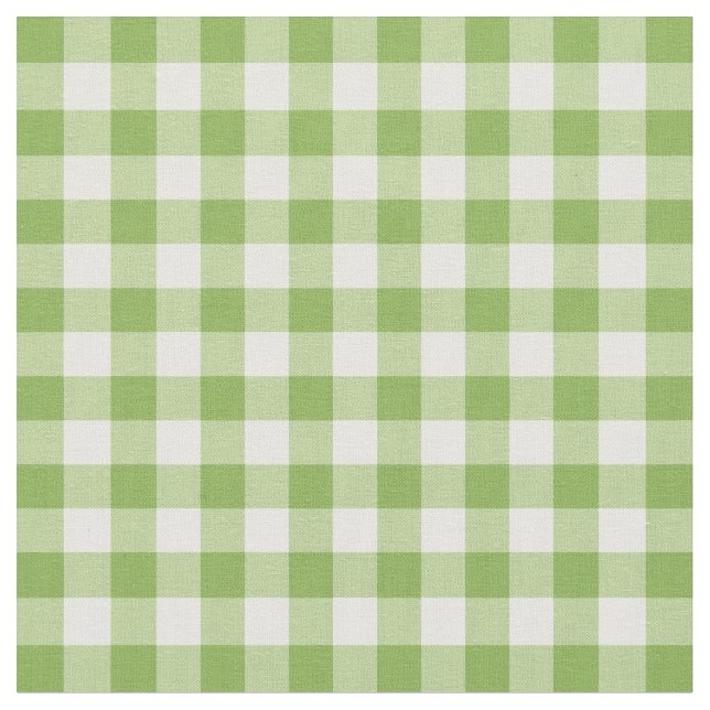 Bright Green Gingham Plaid Fabric (Close Up)