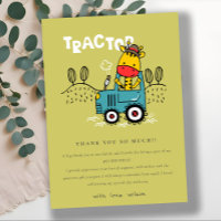 Bright Green Giraffe In Farm Tractor Boys Birthday