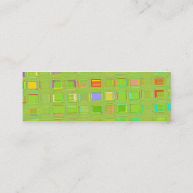 Bright Green Glass Mosaic Tiles custom Digital Art Mini Business Card (Front)