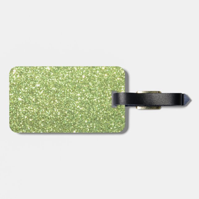 Bright Green Glitter Sparkles Luggage Tag (Back Horizontal)