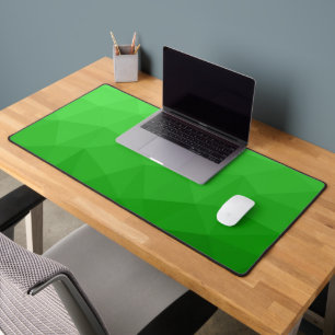 Bright green gradient geometric mesh pattern desk mat