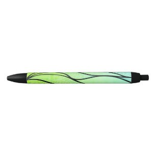 Bright Green Hues Creative Leave Pattern  Black Ink Pen
