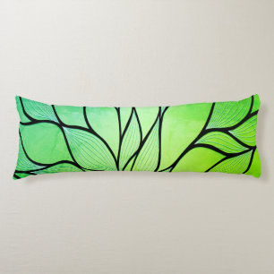 Bright Green Hues Creative Leave Pattern  Body Cushion