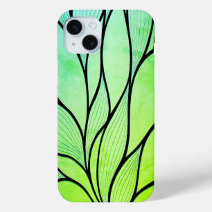 Bright Green Hues Creative Leave Pattern iPhone 15 Mini Case