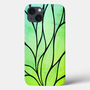 Bright Green Hues Creative Leave Pattern  iPhone 13 Case