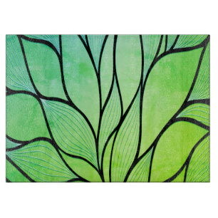 Bright Green Hues Creative Leave Pattern Cutting Board