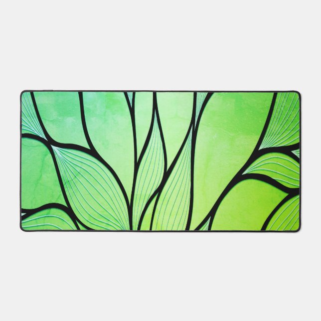 Bright Green Hues Creative Leave Pattern  Desk Mat (Front)