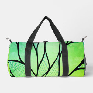 Bright Green Hues Creative Leave Pattern Duffle Bag