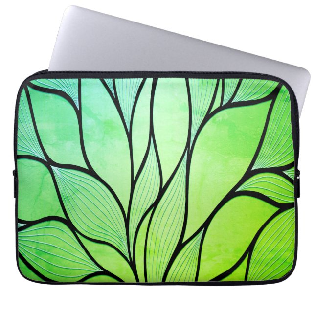 Bright Green Hues Creative Leave Pattern  Laptop Sleeve (Front)