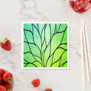 Bright Green Hues Creative Leave Pattern  Napkin