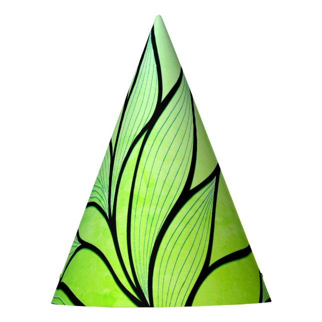 Bright Green Hues Creative Leave Pattern  Party Hat (Front)